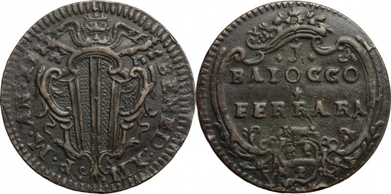 Ferrara. Benedetto XIV (1740-1758). Baiocco A. XI. CNI 163 (BENED : XII). M. 265...