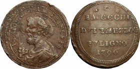 Foligno.  Pio VI (1775-1799). Sampietrino da 2 e 1/2 baiocchi 1796