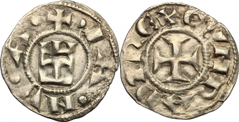 Genova. Repubblica (1139-1339). Denaro. CNI tav. I, 6. MIR 16. AG. g. 0.75 mm. 1...