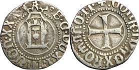 Genova.  Battista di Campofregoso (1478-1483). Grosso al compasso, sigle II