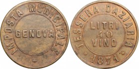 Genova. Tessera daziaria 1871 per imposta municipale