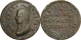 Gubbio.  Pio VI (1775 -1799). Madonnina da 5 baiocchi 1797