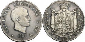 Milano.  Napoleone I (1804-1814).. 5 lire 1807