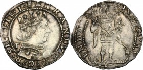 Napoli.  Ferdinando I d'Aragona (1458-1494).. Coronato con sigla T dietro al busto (Gian Carlo Tramontano Maestro di Zecca 1488-1514)