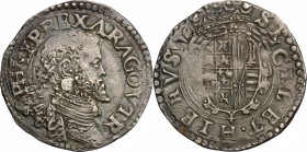 Napoli.  Filippo II (1554-1598). Tarì con sigle IBR/VP