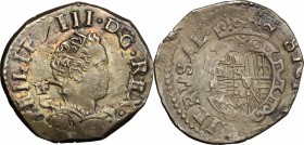 Napoli.  Filippo III (1598-1621).. Tarì, sigle IAF/G dietro la testa