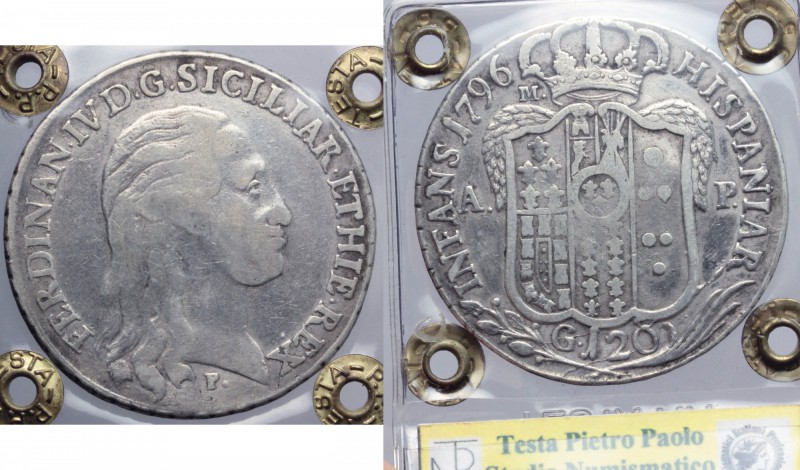 Napoli. Ferdinando IV di Borbone (1759-1816). Piastra 1796. P/R 62 MIR 373/1. AG...