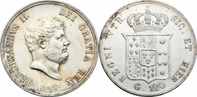 Napoli.  Ferdinando II di Borbone (1830-1859).. Piastra 1856