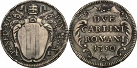 Roma.  Benedetto XIV (1740-1758).. Due carlini A. X, 1750