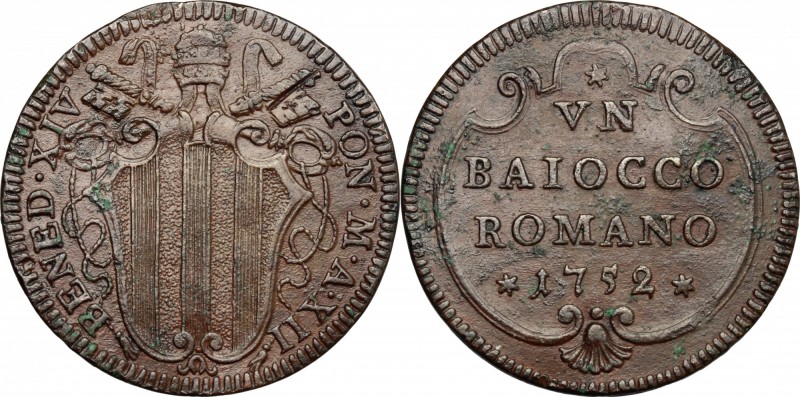 Roma. Benedetto XIV (1740-1758). Baiocco A. XII, 1752. CNI 298. M. 176. Berm. 27...