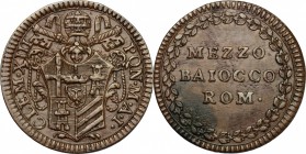 Roma.  Clemente XIII (1758-1769).. Mezzo baiocco A. I
