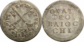 Roma.  Pio VI (1775-1799). Muraiola da quattro baiocchi 1793