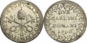 Roma.  Pio VI (1775-1779).. Due carlini romani 1796