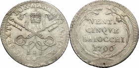 Roma.  Pio VI (1775-1799). 25 baiocchi A. XXII, 1796