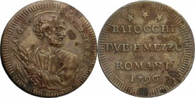Roma.  Pio VI (1775-1799).. Sampietrino da 2 e 1/2 baiocchi 1796