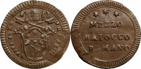 Roma.  Pio VI (1775-1799).. Mezzo baiocco A. XXIII