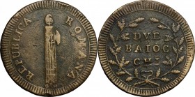Roma.  Repubblica Romana (1798-1799).. Due baiocchi s.d., sigle G H