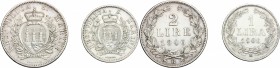 San Marino.  Prima Monetazione (1864-1906).. Serie 1906: 2 lire e lira