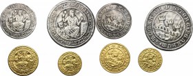 San Marino. Emissione ufficiale della zecca 1972. L'astuccio contiene quattro medaglie (due in oro e due in argento) raffiguranti la veduta dei tre ca...