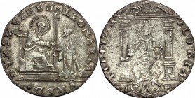 Venezia.  Leonardo Loredan (1501-1521).. Da 16 soldi, sigle I A P (Zan Agostino Pizzamano massaro)