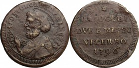 Viterbo.  Pio VI (1775-1799). Sampietrino da 2 e 1/2 baiocchi 1796