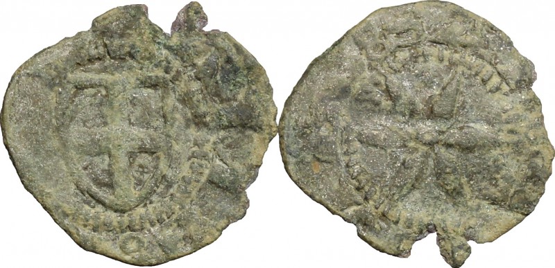 Casa Savoia. Amedeo V (1285-1323). Denaro piccolo nero. MIR 49. Biaggi 48. MI. g...