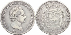 Carlo Felice (1821-1831). 5 lire 1826 Torino