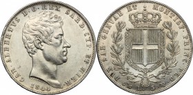 Carlo Alberto (1831-1849).. 5 lire 1844 Genova