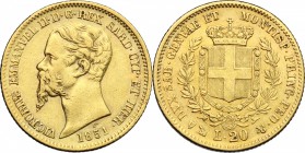 Vittorio Emanuele II  (1849-1861). 20 lire 1851 Genova