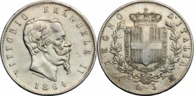 Vittorio Emanuele II  (1861-1878). 5 lire 1864 Napoli