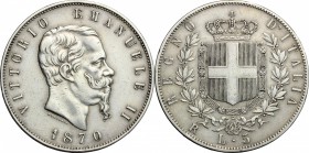 Vittorio Emanuele II  (1861-1878). 5 lire 1870 Roma