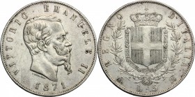 Vittorio Emanuele II  (1861-1878).. 5 lire 1871, Milano