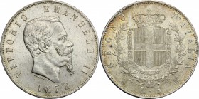 Vittorio Emanuele II  (1861-1878).. 5 lire 1872, Milano
