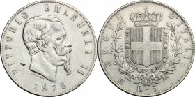 Vittorio Emanuele II  (1861-1878).. 5 lire 1875 Roma