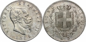Vittorio Emanuele II  (1861-1878).. 5 lire 1876 Roma