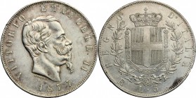 Vittorio Emanuele II  (1861-1878).. 5 lire 1877 Roma