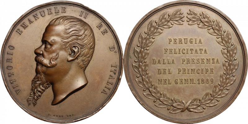 Regno di Italia. Vittorio Emanuele II (1861-1878). Medaglia per la visita del pr...