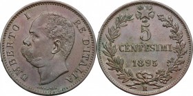 Umberto I (1878-1900).. 5 centesimi 1895 Roma