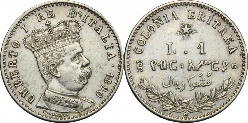 Colonia Eritrea. Umberto I (1878-1900). Lira 1890 Roma. Pag. 634. Mont. 84. AG. ...