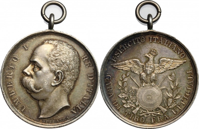 Umberto I (1878-1900). Medaglia Esercito Italiano Gara di tiro fra ufficiali. AE...