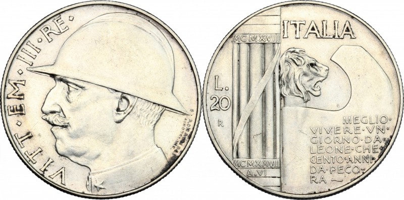 Regno di Italia. Vittorio Emanuele III (1900-1943). 20 lire 1928 A. VI. Pag. 680...