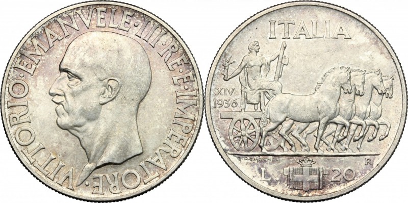 Regno di Italia. Vittorio Emanuele III (1900-1943). 20 Lire 1936 Roma. Pag. 681....