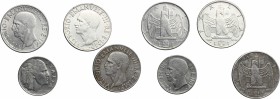 Vittorio Emanuele III (1900-1943). Lotto di quattro monete:  lira 1940 A. XVIII (2), lira 1942 A. XX e 20 centesimi 1943 A. XXI