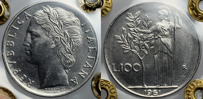 100 lire 1961. Mont. 11. AC. qFDC/FDC. Perizia Gaudenzi.