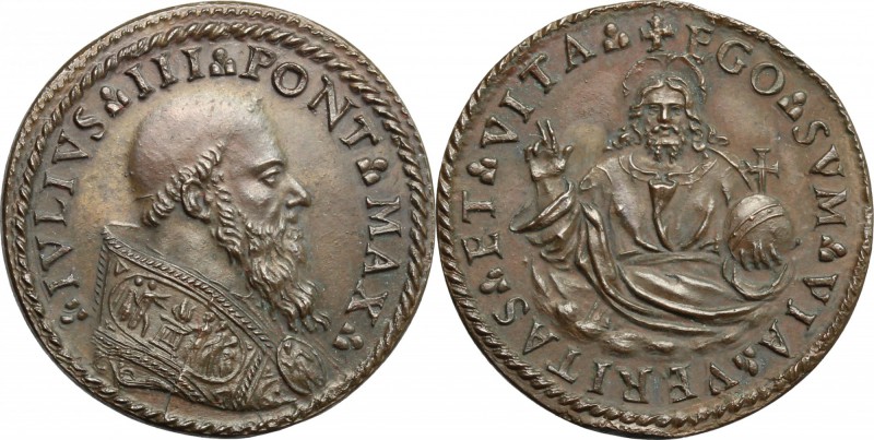 Giulio III (1550-1555), Giovanni Maria de' Ciocchi del Monte. Medaglia s.d. D/ B...