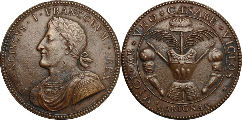 Francesco I (1515-1522), re di Francia. Medaglia coniata per la battaglia di Mar...