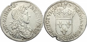 France.  Louis XIV (1643-1715). 5 sols o 1/12 d'ecu, 1660 (Aix)