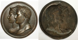 France.  Napoleon I (1804-1814).. Large plaque (c.1810) with conjoined busts of Napoleon and the Empress Marie Louise