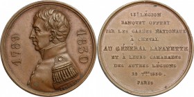France.  Gilbert du Motier de La Fayette (1757-1834), aristocrat and military officer.. Medal 25 september 1830. Garde Nationale, Paris