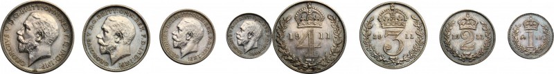 Great Britain. George V (1910-1936). Series of 4 values 1911: 4, 3, 2, 1 pence. ...